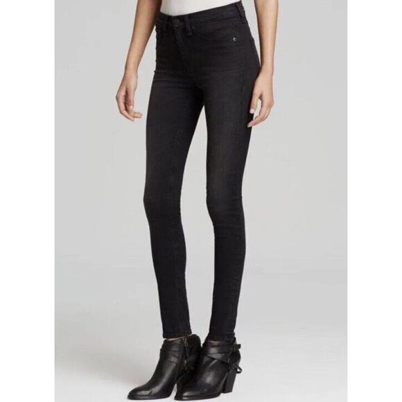 Rag & Bone Jeggings Size 26 High Rise Denim Leggings Black Grunge Goth P… - Picture 5 of 16